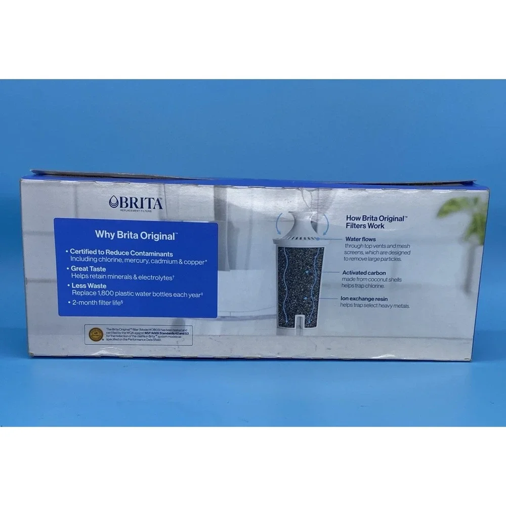 6 Pack Brita Standard Water Filter OB03 for Pitchers, Dispensers Reduces Copper